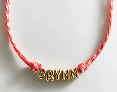Bubble Letter Custom Paracord Necklace - Red/White