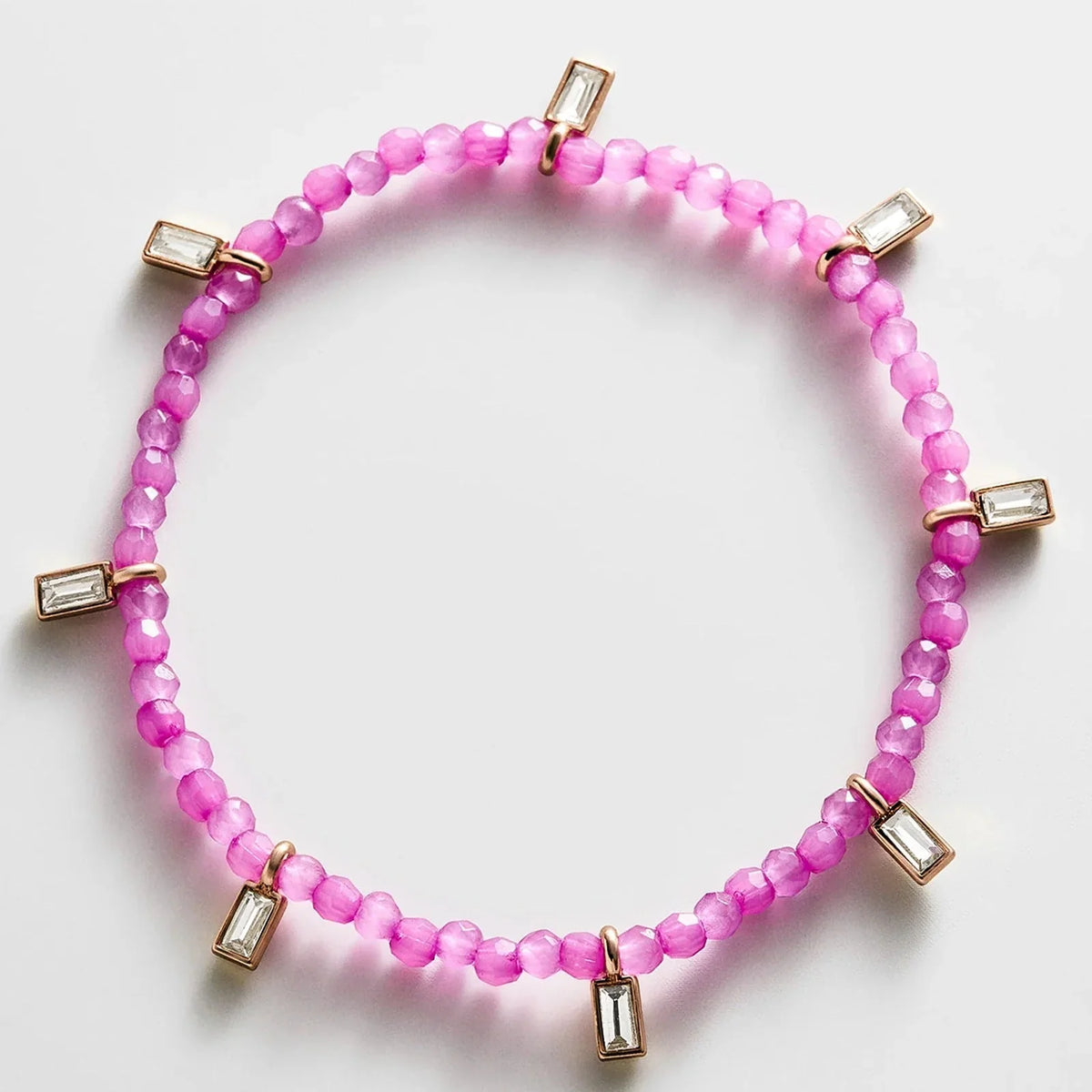 Crystal Beaded Bracelet - Magenta