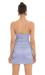 Satin Wrap Dress in Baby Blue