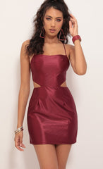 Cutout Satin Dress in Merlot