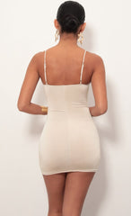 Front Tie Dress in Champagne