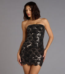 Lilah Beaded Scallop Mini Dress