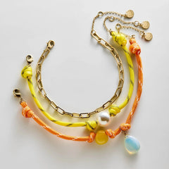 Brooke Semi-Precious Waterproof Anklet Set - Orange