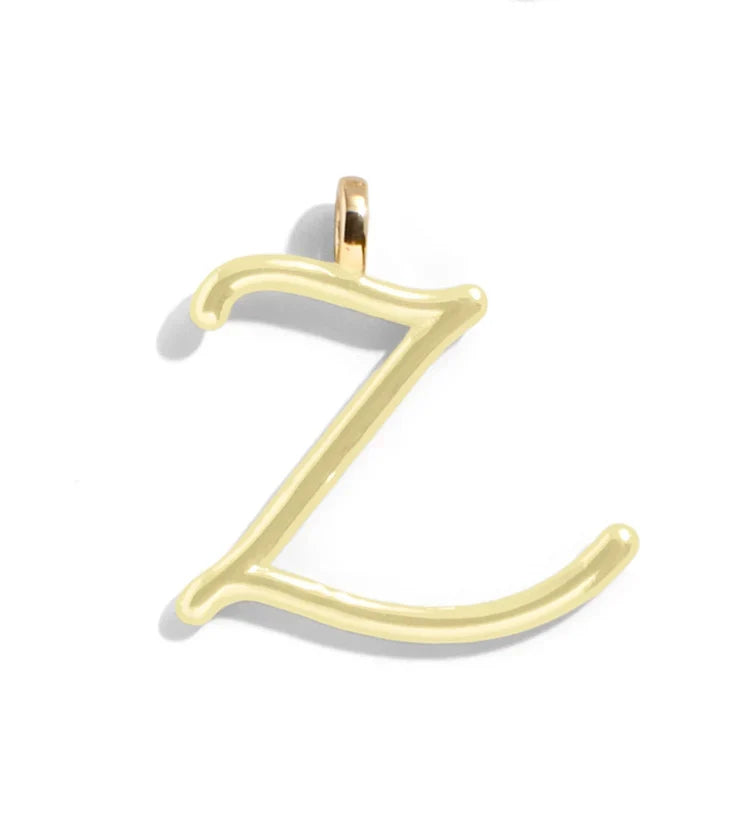 Custom Butter Yellow Enamel Script Letter Charm - Z