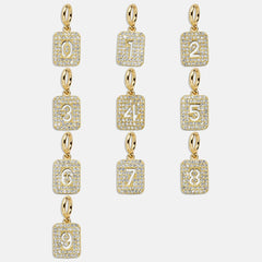 Block Pavé Number Cluster Charm - 9