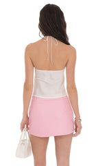 Faux Leather Skort in Pink