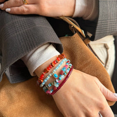 Darcy Semi-Precious Beaded Bracelet Set - Red
