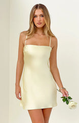 Chelsea Yellow Satin Mini Dress
