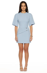 Dontae Blue Crepe Mini Dress