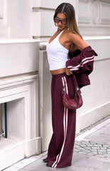 Kosie Burgundy and Pink Stripe Track Pants