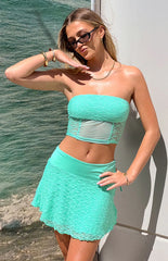 Stay Teal Lace Mini Skirt