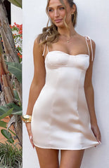 Penny Lane Cream Satin Mini Dress