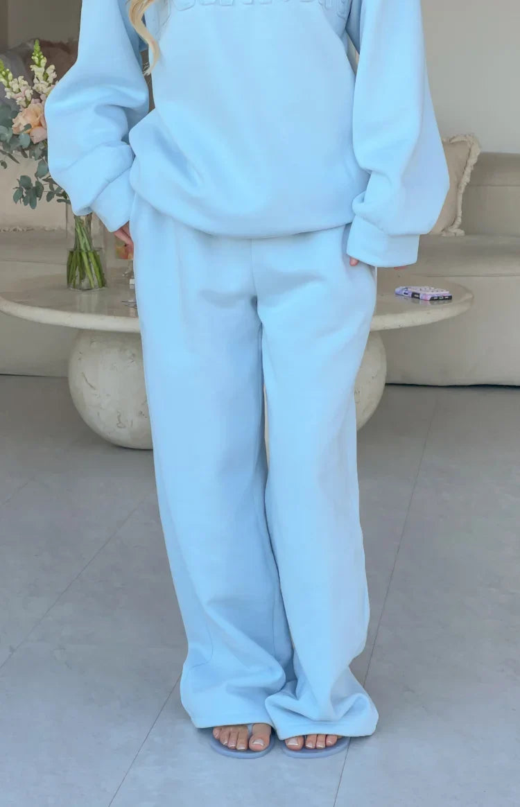Pip Blue Mid Rise Slouch Fit Trackpants