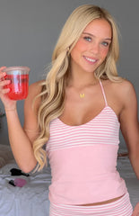 Sia Light Pink Stripe Jersey Halter Singlet