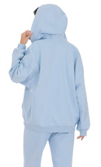 Oversize Zip-Up Hoodie in Light Blue