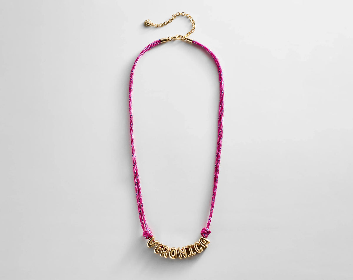 Bubble Letter Custom Paracord Necklace - Hot Pink