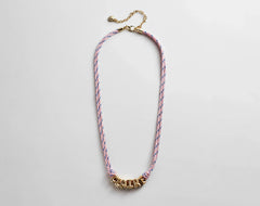 Bubble Letter Custom Paracord Necklace - Soft Pink