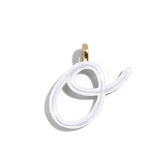 Custom Pure White Enamel Script Letter Charm - O
