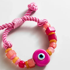Bright Eyed Beaded Bracelet - Pink