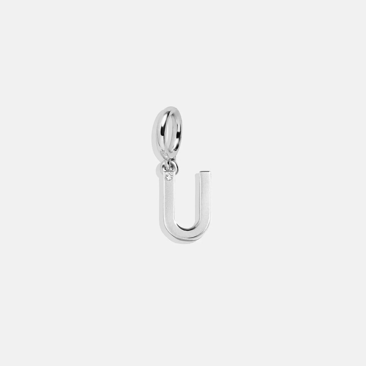 Classic Silver Initial Cluster Charm - U