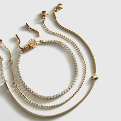 Catherine Waterproof Bracelet Set - Gold/Pavé