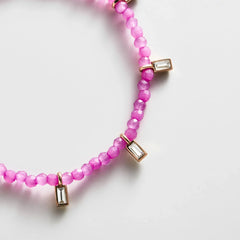 Crystal Beaded Bracelet - Magenta
