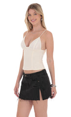 Low Rise Distressed Denim Skirt in Black