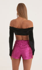 Velvet Off The Shoulder Top in Black