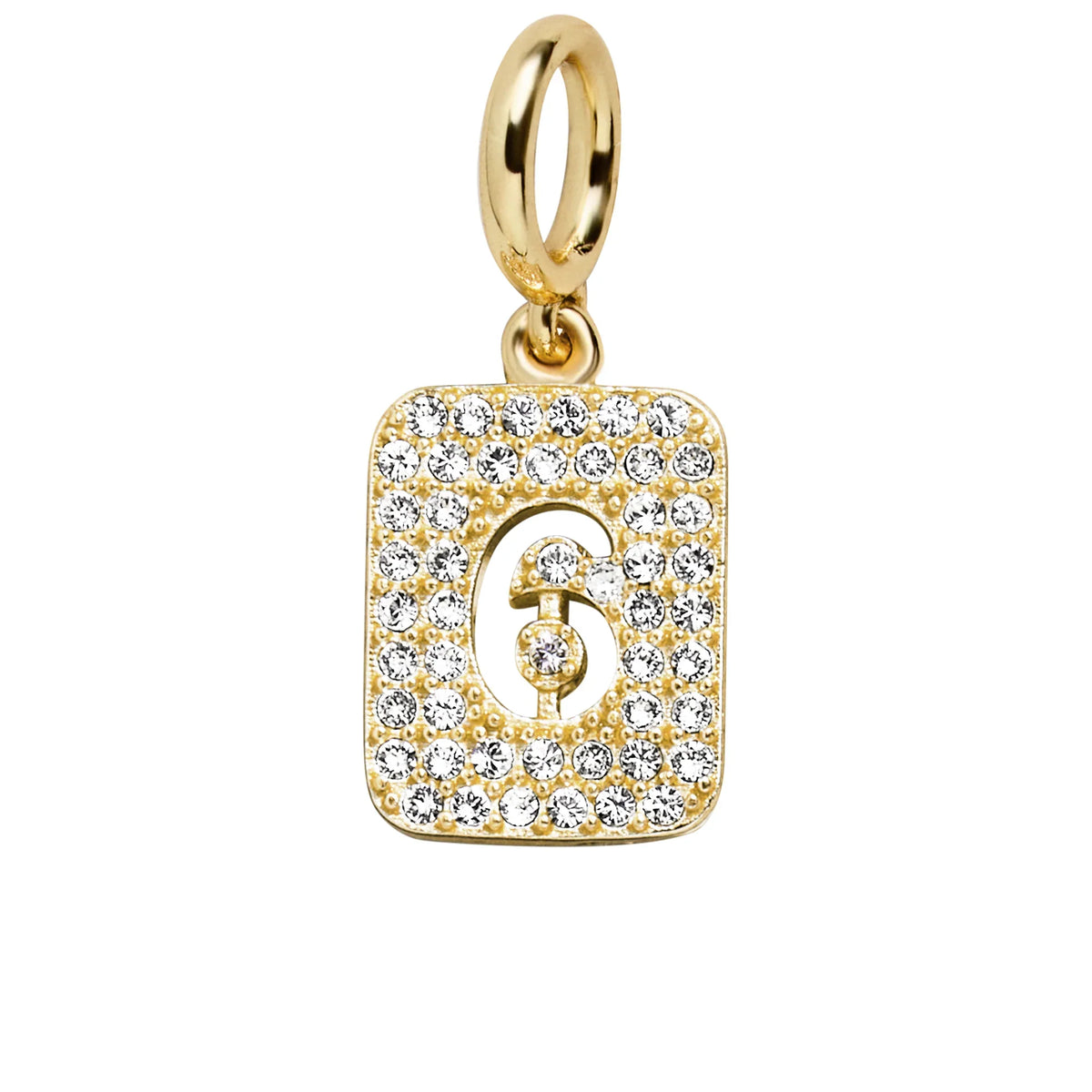 Block Pavé Number Cluster Charm - 6