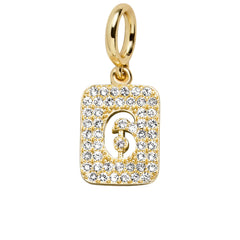 Block Pavé Number Cluster Charm - 6