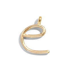 Custom Gold Enamel Script Letter Charm - E
