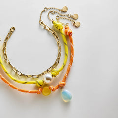 Brooke Semi-Precious Waterproof Anklet Set - Orange