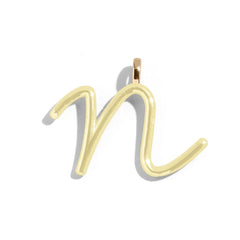 Custom Butter Yellow Enamel Script Letter Charm - N