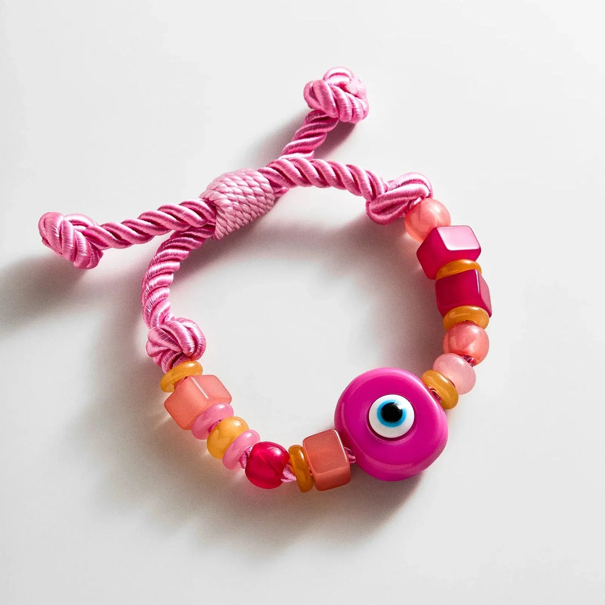 Bright Eyed Beaded Bracelet - Pink