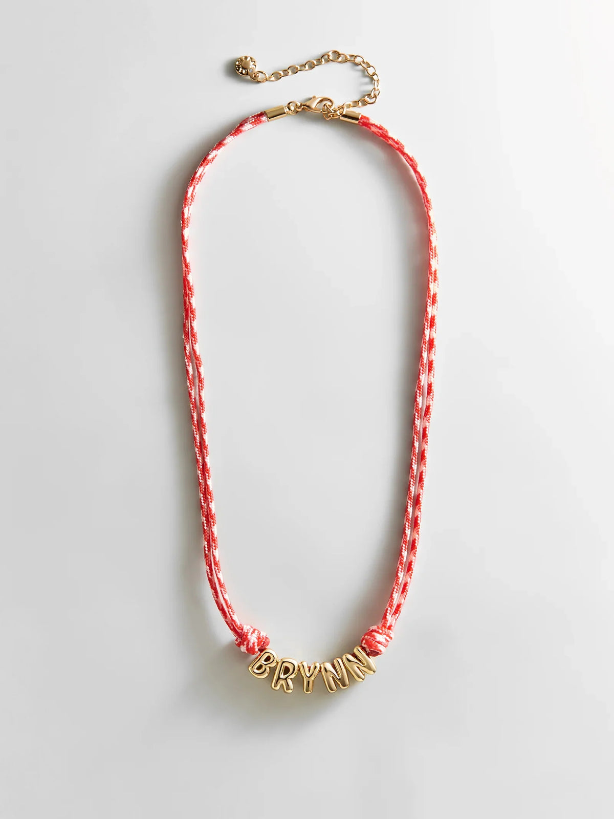 Bubble Letter Custom Paracord Necklace - Red/White