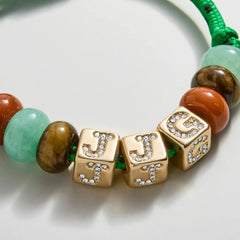 Custom Block Letter Semi-Precious Paracord Bracelet - Green