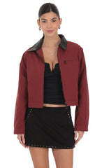 Two-Toned Collar Jacket in Burgundy